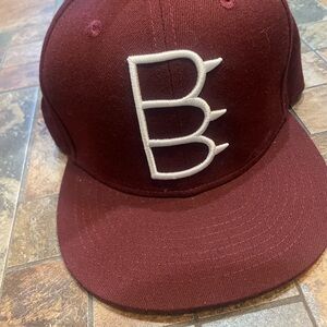 Maroon Snapback Hat with White Embroidered 'B' Logo